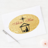Aanbid Hem - Geboorte Scène Kerst stickers (Envelop)