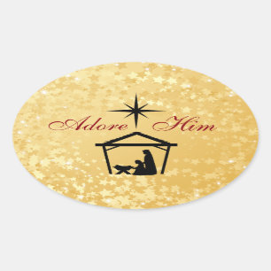 Aanbid Hem - Geboorte Scène Kerst stickers