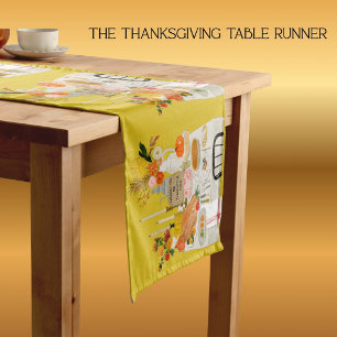 AANBIDDELIGE THANKSGIVING TAFEL GEDPERSONALISEERD KORTE TAFELLOPER