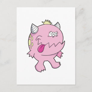 aanbiddelijk roze tongbijtermonster briefkaart