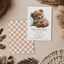 Aanbiddelijke Aquarel Bruine Teddydbeer Baby Showe Kaart