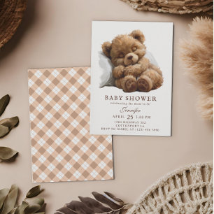 Aanbiddelijke Aquarel Bruine Teddydbeer Baby Showe Kaart