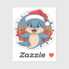 aanbiddelijke baby dolfijn draagt een grote rode k sticker