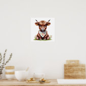 Aanbiddelijke Baby Highland Koe Poster (Keuken)