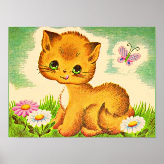 aanbiddelijke groenogige kitten poster (Voorkant)