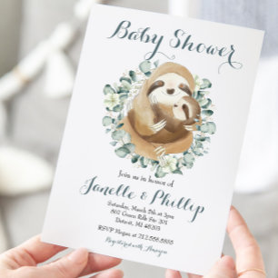 Aanbiddelijke Luiaard Baby Shower Eucalyptus Groen Kaart