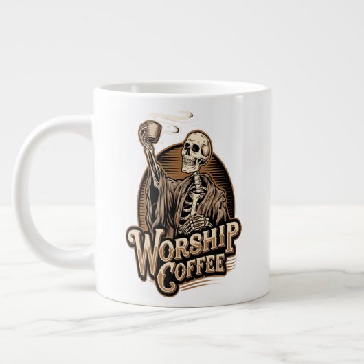 Aanbidden Coffee Skeleton Funny Grote Koffiekop (Links)