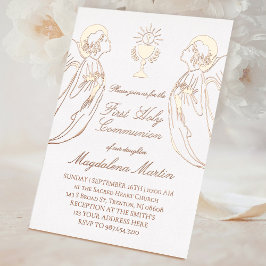 Aanbiddende engelen Eerste Heilige Communie Folie Uitnodiging
