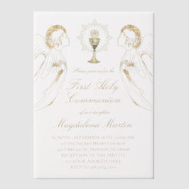 Aanbiddende engelen Eerste Heilige Communie Vellum Uitnodigingen