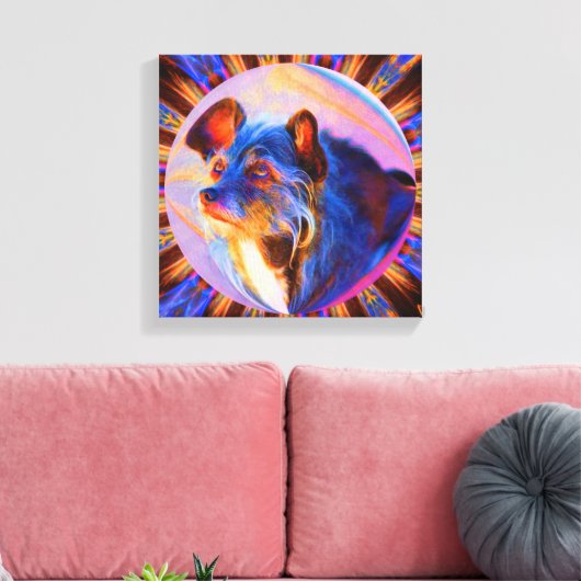 Aanbiddende Hondenogen Abstracte Hondenkunst Canvas Afdruk (Insitu (Woonkamer))