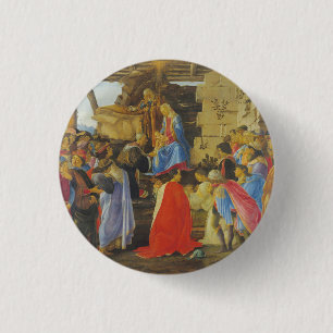 Aanbidding der Wijzen door Sandro Botticelli 1475 Ronde Button 3,2 Cm