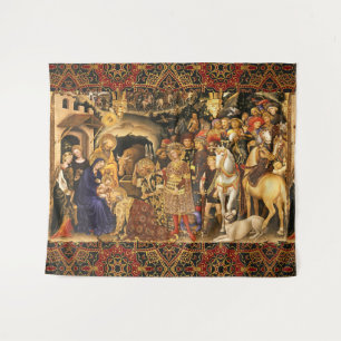 AANBIDDING DER WIJZEN  Gentile Da Fabriano, Kerstm Wandkleed