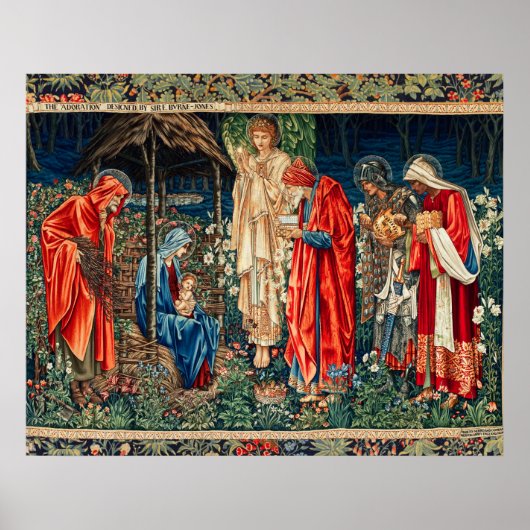 AANBIDDING DER WIJZEN Morris,Burne-Jones Kerstmis Poster (Voorkant)