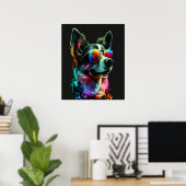 aanbidding dog with sunglasses poster (Thuiskantoor)