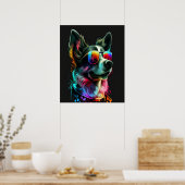 aanbidding dog with sunglasses poster (Keuken)