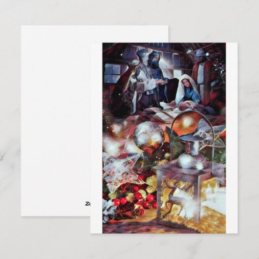 Aanbidding - Moderne Religieuze Kerst Kaart (Voorkant / Achterkant)