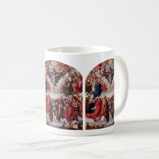 Aanbidding van de Drie-eenheid door Albrecht Dürer Koffiemok (Voorkant rechts)