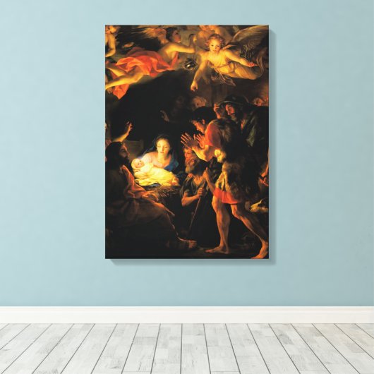 Aanbidding van de Herders Geboorte Canvas Afdruk (Insitu (Houten vloer))