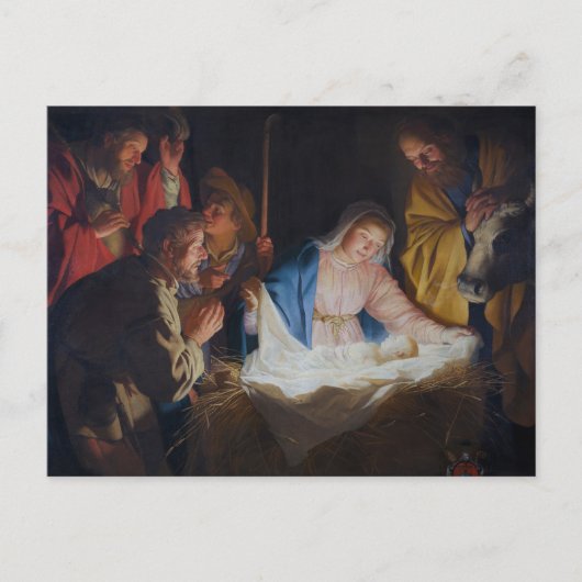 Aanbidding van de herders - Honthorst - Kerstmis Feestdagenkaart (Voorkant)