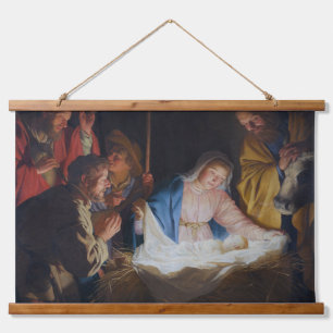 Aanbidding van de herders - Honthorst - Kerstmis Hangend Wandkleed