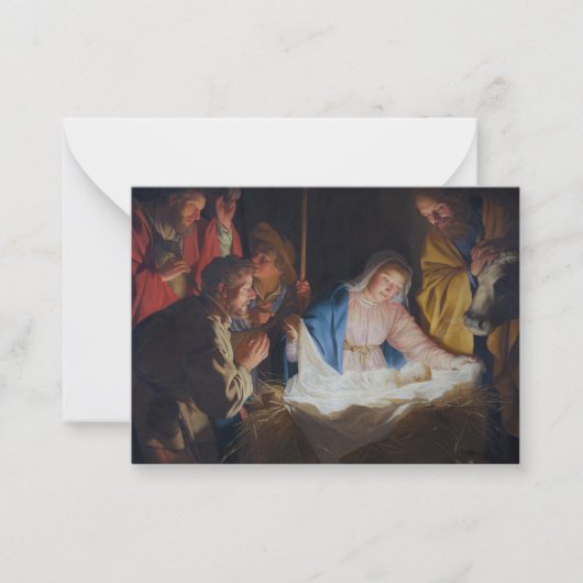 Aanbidding van de herders - Honthorst - Kerstmis Notitiekaartje (Voorkant)