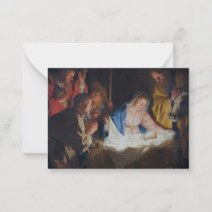 Aanbidding van de herders - Honthorst - Kerstmis Notitiekaartje