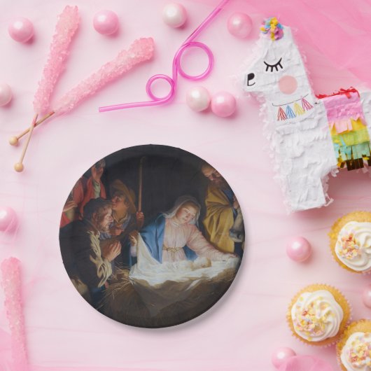 Aanbidding van de herders - Honthorst - Kerstmis Papieren Bordje (Feest)