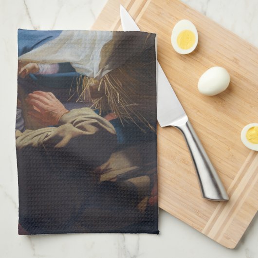 Aanbidding van de herders - Honthorst - Kerstmis Theedoek (Quarter Fold)