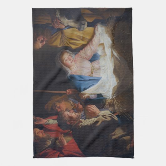 Aanbidding van de herders - Honthorst - Kerstmis Theedoek (Verticaal)