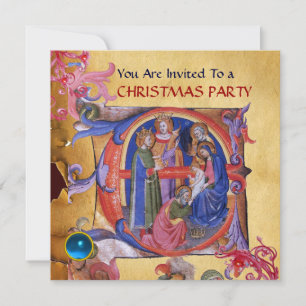 AANBIDDING VAN DE WIJZEN KERSTMIS PARCEMENT KAART