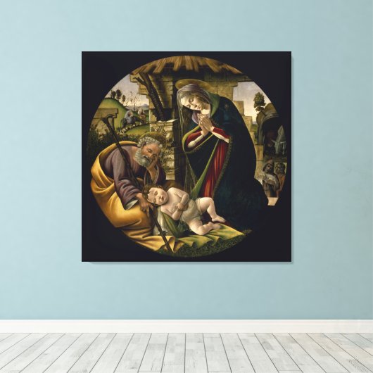 Aanbidding van het Christuskind Botticelli Canvas Afdruk (Insitu (Houten vloer))