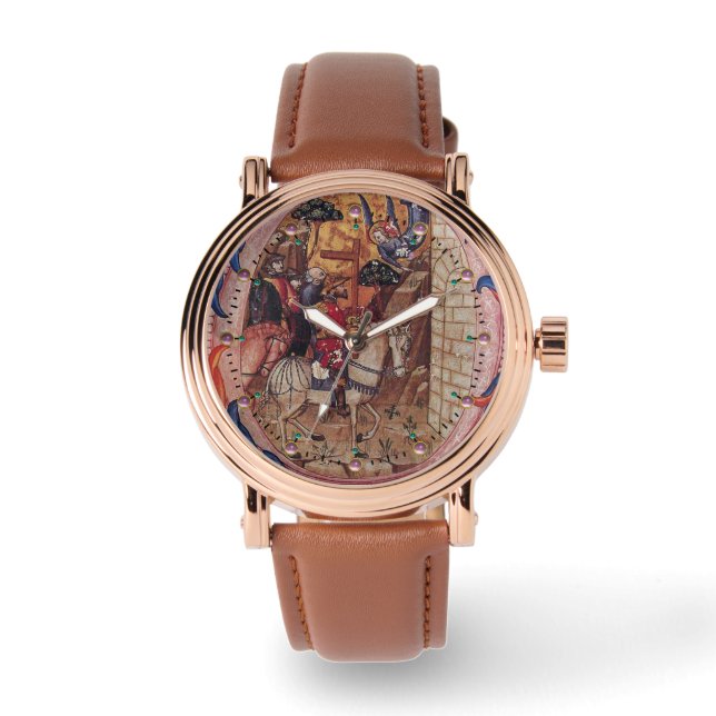 AANBIDDING VAN MAGI EN AARTSENGEL GABRIEL, MINIATU HORLOGE (Voorkant)