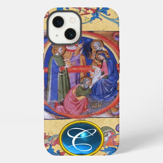 AANBIDDING VAN WIJZEN KERST PARCHMENT MONOGRAM iPhone HOESJE (Achterkant)