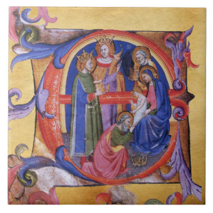 AANBIDDING VAN WIJZEN KERST PARCHMENT TEGELTJE