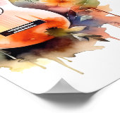 Aanbidding Waterverf Bloemengitaar Psalm 98:4 Post Poster (Hoek)