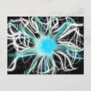 Aanbiddingskunst Aqua Wit Blauw op Zwart Okt 2017  Briefkaart