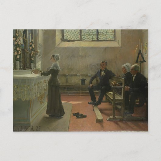 Aanbieding aan de maagd op de dag na de briefkaart (Voorkant)