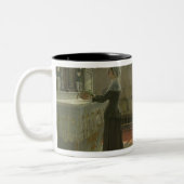 Aanbieding aan de maagd op de dag na de tweekleurige koffiemok (Links)