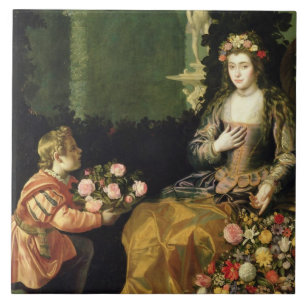 Aanbieding aan Flora, 1627 (olie op doek) Tegeltje