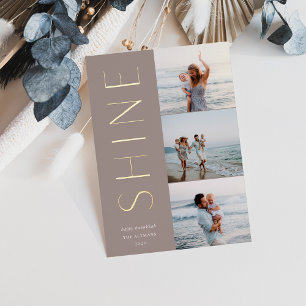 Aanbieding   Modern 3 Foto Collage Hanukkah Folie Feestdagenkaart