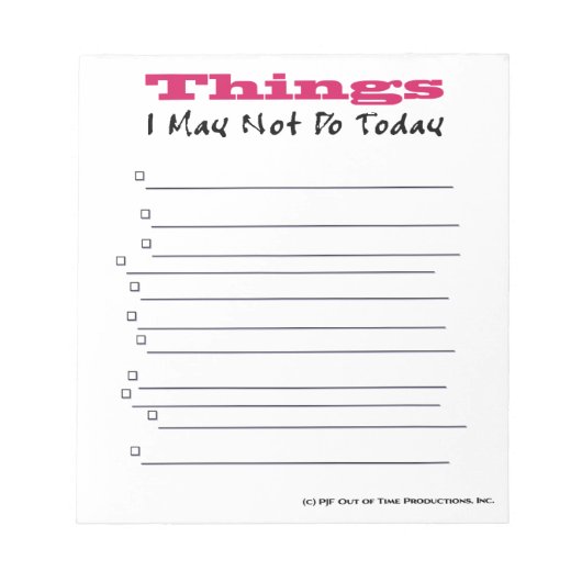 Aanbieding/NIET-te-uitvoeren lijst Notitieblok (Voorkant)