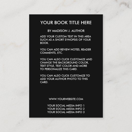 Aanbieding schrijver boek Hoesje Grote Visitekaartje (Achterkant)