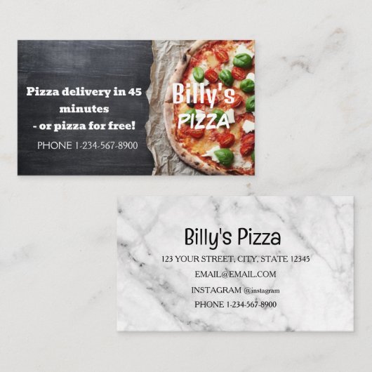 Aanbieding voor korting op levering via Pizza Visitekaartje (Voorkant / Achterkant)