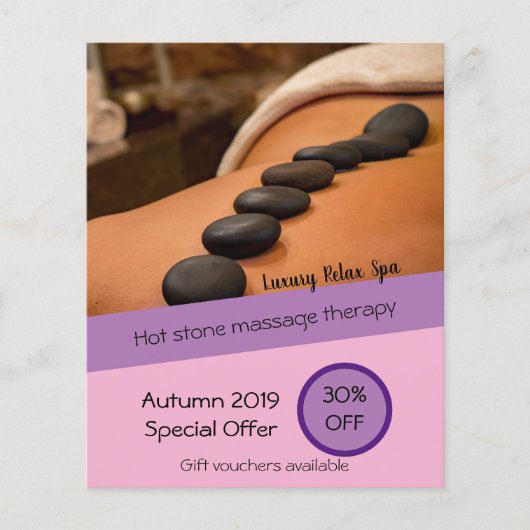 Aanbieding voor korting op Massage Spa-zakelijke b Flyer (Voorkant)