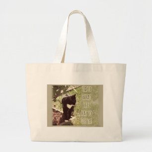 Aanbieding voor smaken Kat fotocitaat aanmoedigen Grote Tote Bag
