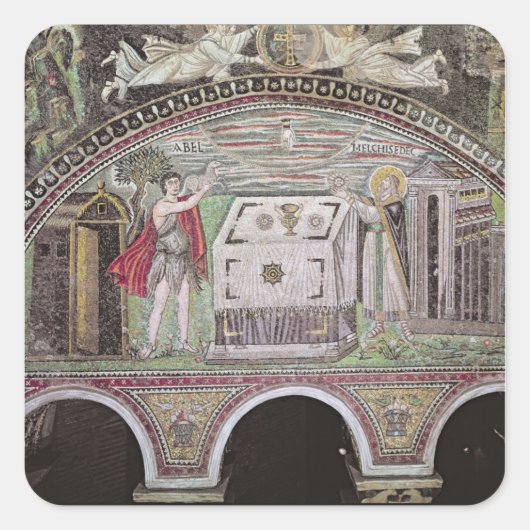 Aanbod van Abel en Melchisedech op Altar Vierkante Sticker (Voorkant)