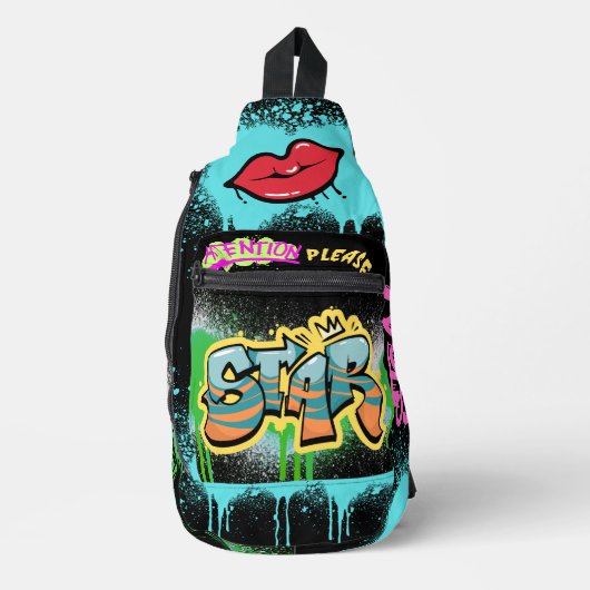 Aandacht alsjeblieft Elegant streetart spray Sling Bag (Voorkant)