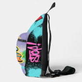 Aandacht alsjeblieft Modern streetart spray paarse Sling Bag (Rechts)