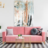 'Aandacht' Blauwgroen en Bruine Abstracte Kunst Canvas Afdruk (Insitu (Woonkamer))