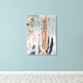 'Aandacht' Blauwgroen en Bruine Abstracte Kunst Canvas Afdruk (Insitu (Houten vloer))